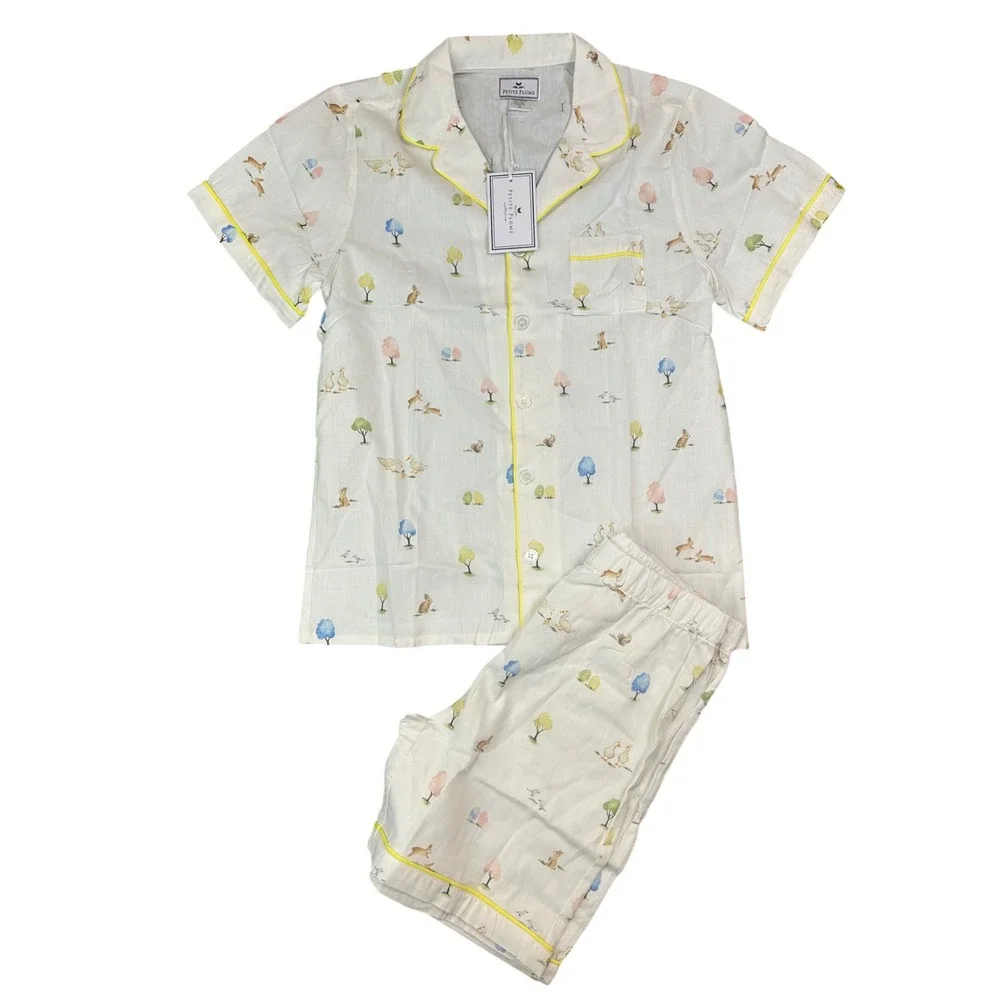 Petite Plume Kids Easter Gardens Pajama Set White Yellow SSSES112 Size 12 NEW